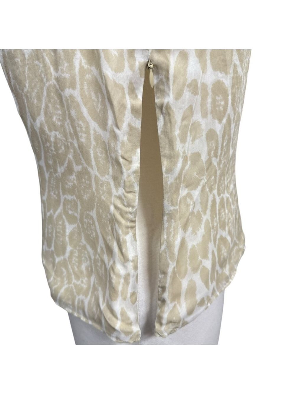 NWT Carlisle Beige White Animal Print Halter Neck Silk Blouse US 10 - Picture 7 of 12